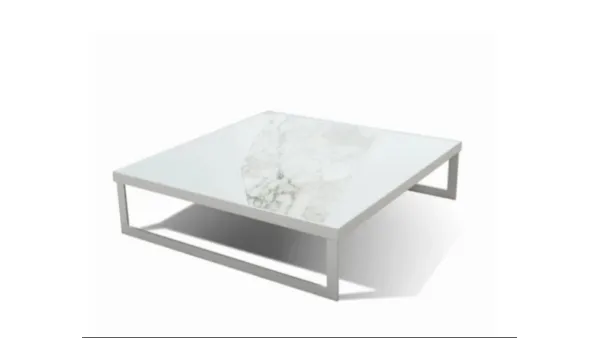 Tavolino Walley con top in marmo e laccato di Alpa Salotti