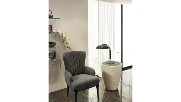 Tavolino di design in pietra con top in vetro Bongo di Stones