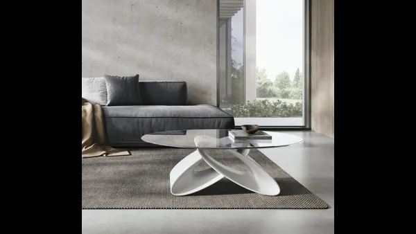 Tavolino ovale Eclipse con piano in vetro e base in poliuretano di Target Point