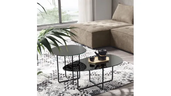 Tavolino Ginni in vetro laminato effetto marmo di Capodarte