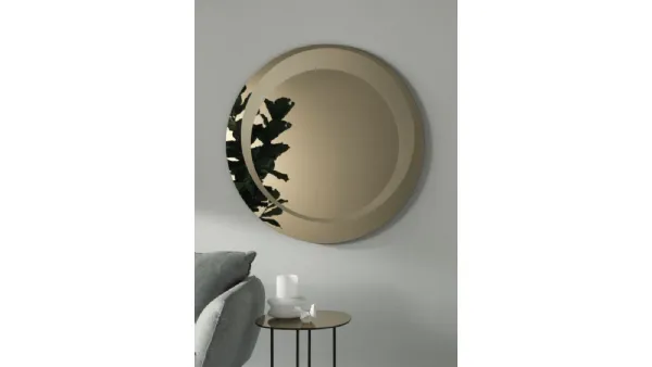 Specchio tondo bronzato Levi con decorazione sabbiata di Capodarte