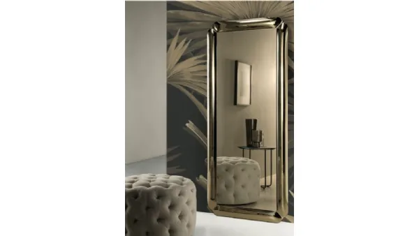 Specchio Odessa finitura bronzo con cornice realizzata in cristallo fuso di Capodarte