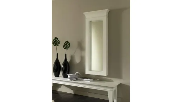 Specchio con capitello con cornice in legno laccato bianco di Stones