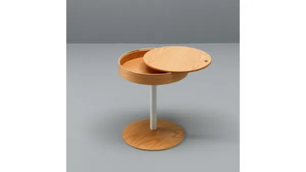 Tavolino Secret in legno curvato e metallo verniciato di Stones