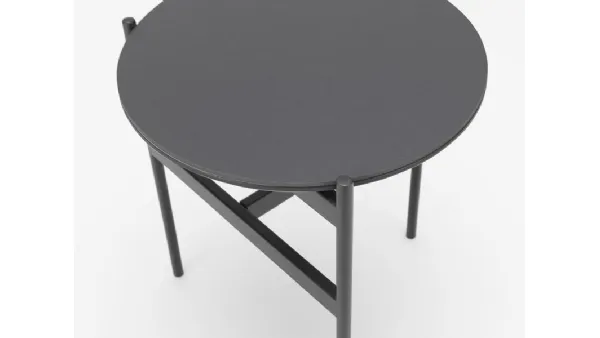 Tavolino rotondo Thor con top in ceramica con fondo in MDF e struttura in metallo verniciato di Stones