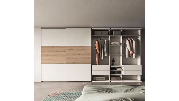 Cabina Armadio in laccato bianco opaco e legno Weekend 02 di Mab