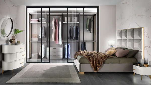 Cabina Armadio Evolution in laccato con fianchi in vetro di Mobil Più
