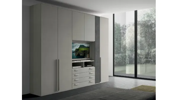 Armadio con ante battenti e vano porta TV Golf M210 in melaminico di Colombini Casa
