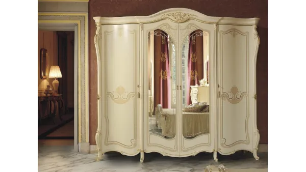 Armadio in legno laccato con ante centrali a specchio Opera di Mobil Più