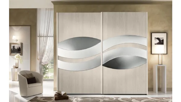 Armadio in legno con ante a specchio Primarosa Diamond di Mobil Più
