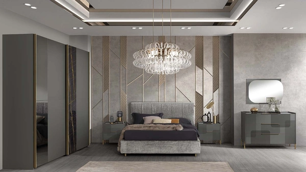 Armadio Stella Luxury con inserti in vetro effetto marmo di Mobil Piu