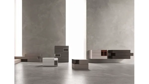 Gruppo notte componibile in laccato opaco Brick di Mab