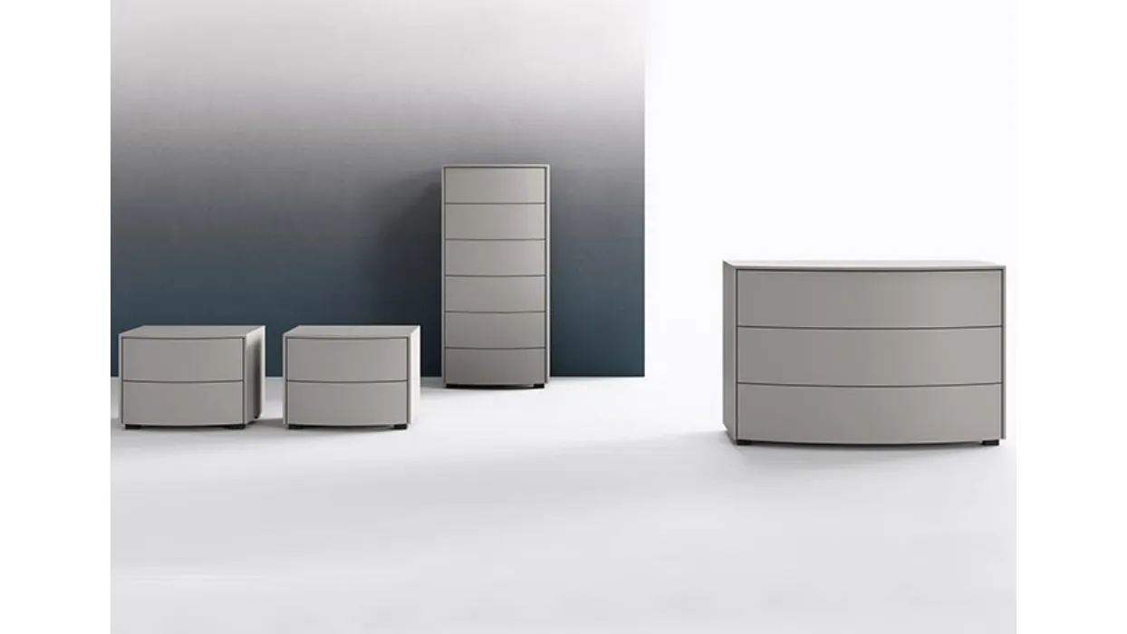 Gruppo notte moderno in laccato grigio opaco Tenso di Mab