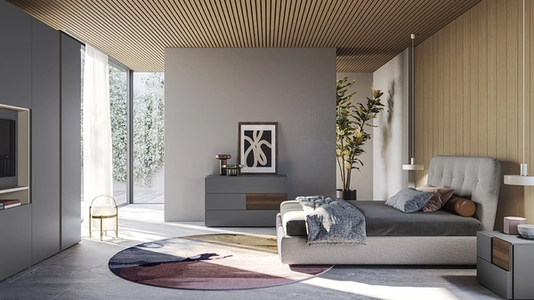 Letto Adagio in tessuto imbottito di Colombini Casa