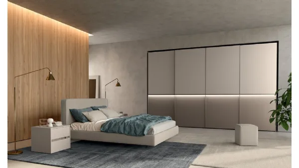 Letto con testiera in tessuto imbottito Vitalyty New Line di Colombini Casa