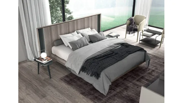 Letto matrimoniale in legno con testiera con luci a led Vitalyty Pure di Colombini Casa
