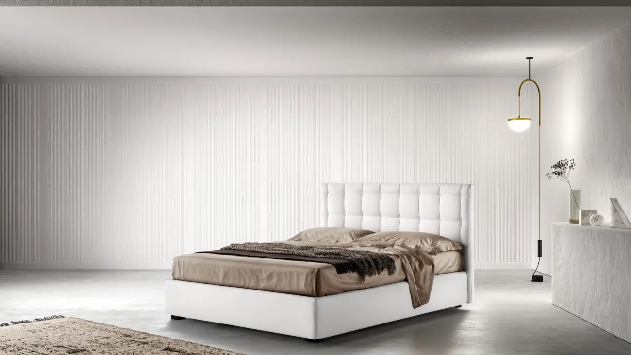 Letto con testiera in tessuto trapuntato Fancy di Bside