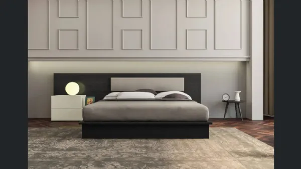 Letto con testiera alta in rovere Essential di Fratelli Mirandola