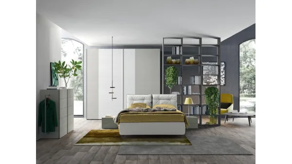 Letto in ecopelle con testiera trapuntata Golf Kiss di Colombini Casa