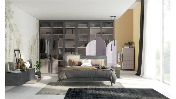 Letto Golf Sector in legno con testiera bicolore di Colombini Casa