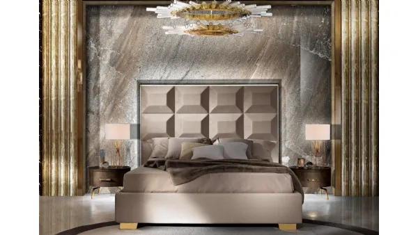Letto con testiera in pelle con luce a led Incanto di Mobil Più