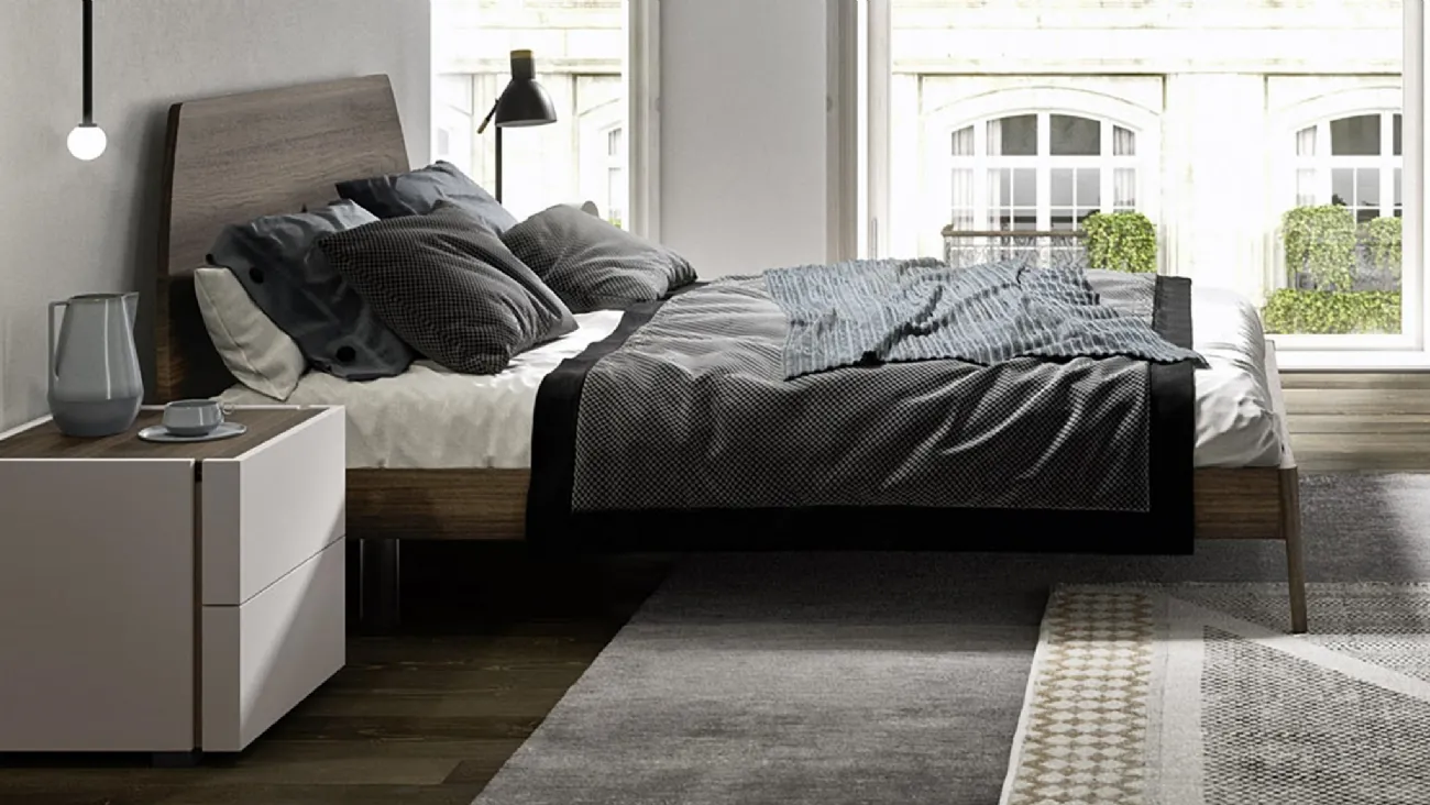 Letto in legno con testiera sagomata Vico di Mab