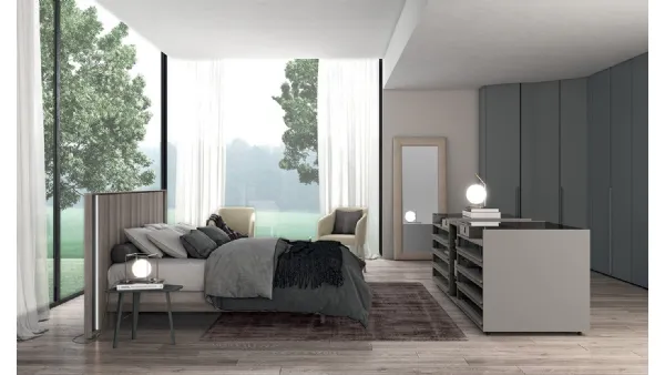 Letto Vitalyty Pure struttura in legno con profilo testiera luce led di Colombini Casa