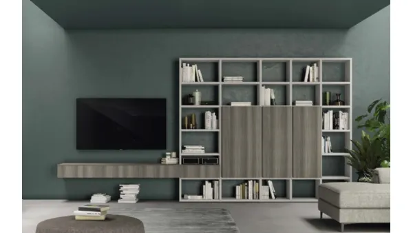 Libreria a muro Vitalyty Luce Bianca e Grigia in melaminico di Colombini Casa