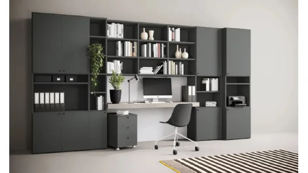 Libreria a muro Golf Infinity I106 con desk ed ante di Colombini Casa