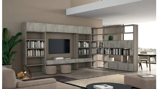 Libreria a muro e divisoria Vitalyty Luce Grigia in melaminico di Colombini Casa