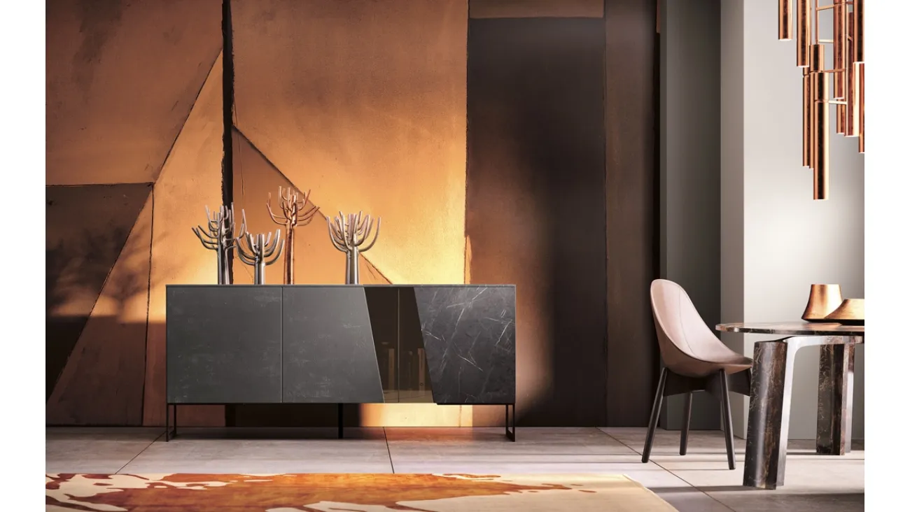 Madia Glass con ante in vetro e melaminico di 2B Italia