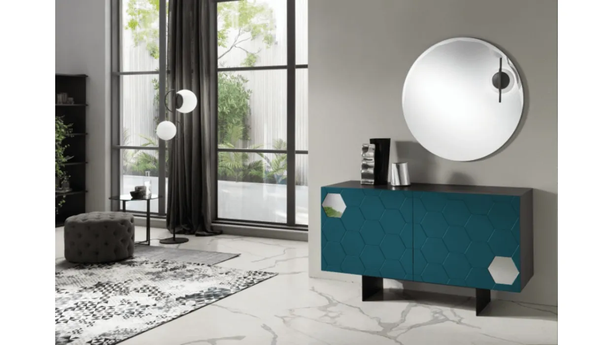 Madia Glen in MDF laccato con inserti a specchio di Capodarte
