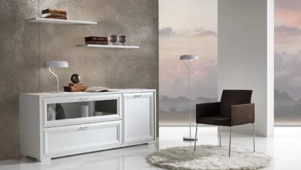 Madia Jazz 16 composizione J062 finitura Bianco Frassino e Vetro di Gierre Mobili