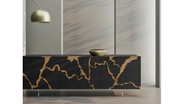 Madia Elettra in legno con decoro in foglia bronzo di Fratelli Mirandola