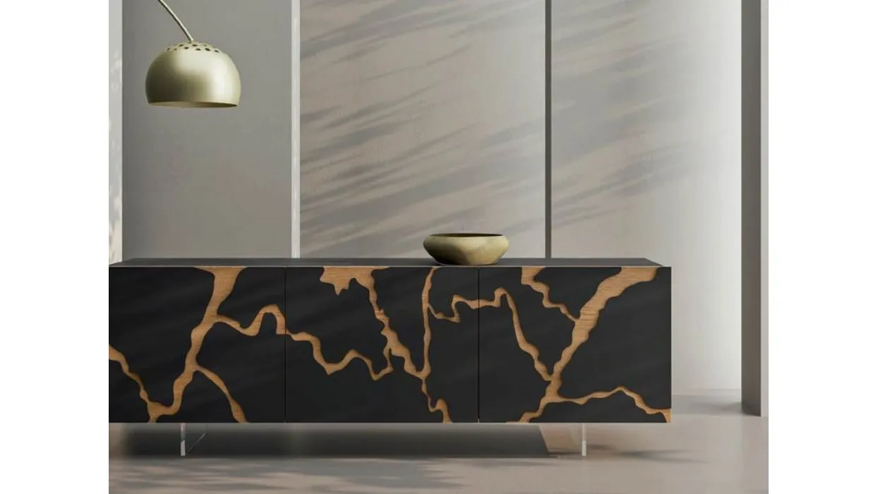 Madia Elettra in legno con decoro in foglia bronzo di Fratelli Mirandola