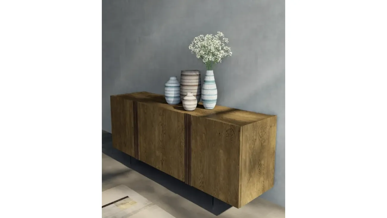 Madia in legno di rovere Recta con piedi in plexiglass Fratelli Mirandola