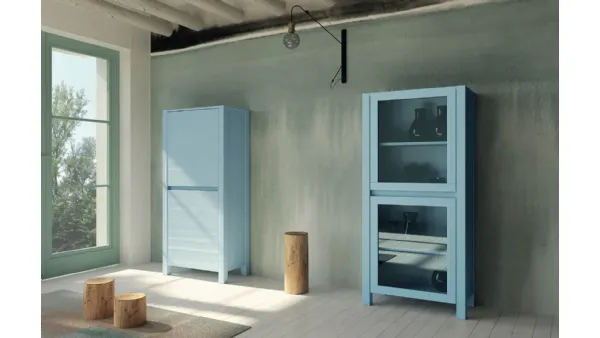 Madia alta Londra Art 1107 e Art 1108 in legno laccato azzurro di Fratelli Mirandola