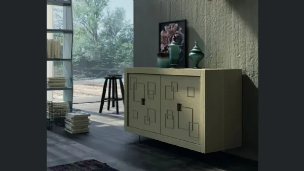 Madia Mastra Art 1771px in legno intagliato laccato verde oliva di Fratelli Mirandola