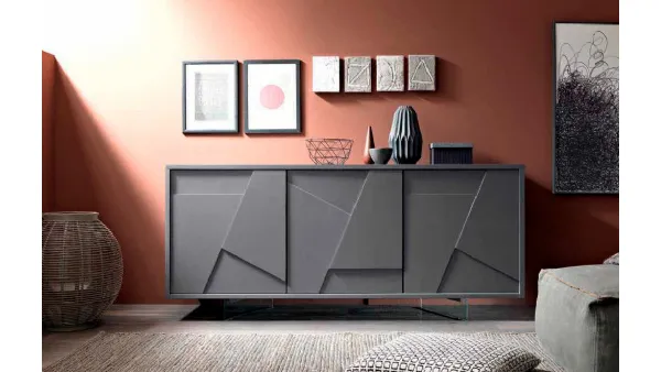 Madia a tre ante in laccato antracite Twill di FGF Mobili