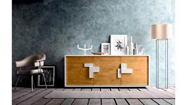 Madia Swing Oak in laccato Snow e legno di FGF Mobili