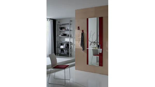 Mobile ingresso con specchio con fasce laterali in laccato Rosso Lia di La Primavera