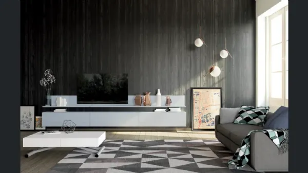 Mobile Porta Tv sospeso Unikawood 17 in legno laccato grigio di Fratelli Mirandola