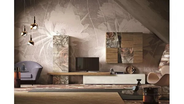 Parete Attrezzata Club Decor 6002 con decorazioni floreali di 2B Italia
