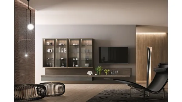 Parete Attrezzata sospesa in melaminico con vetrine Club36 Elite 5006 di 2B Italia