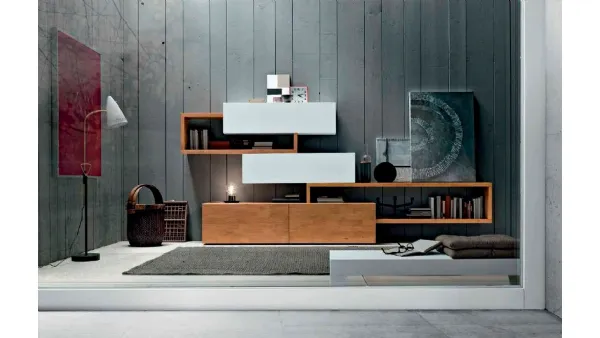 Parete Attrezzata Box C85B in legno e laccato bianco opaco di FGF Mobili