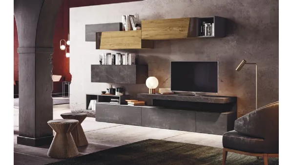 Parete Attrezzata in melaminico con inserti in vetro Club Decor Living Glass A di 2B Italia