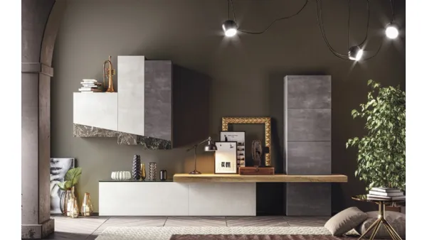 Parete Attrezzata in melaminico con inserti in vetro Club Decor Living Glass B di 2B Italia