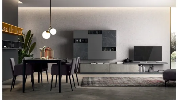 Parete Attrezzata Vitalyty C09B in melaminico Stone Grey di Colombini Casa