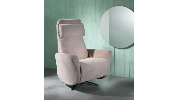 Poltrona relax reclinabile Z004 in tessuto con base cromata di Stones