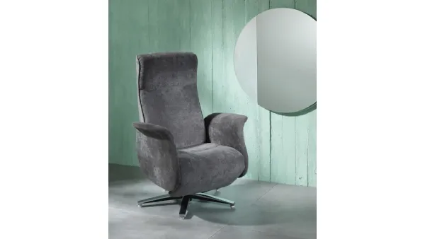 Poltrona relax reclinabile Z005 in tessuto con base cromata di Stones